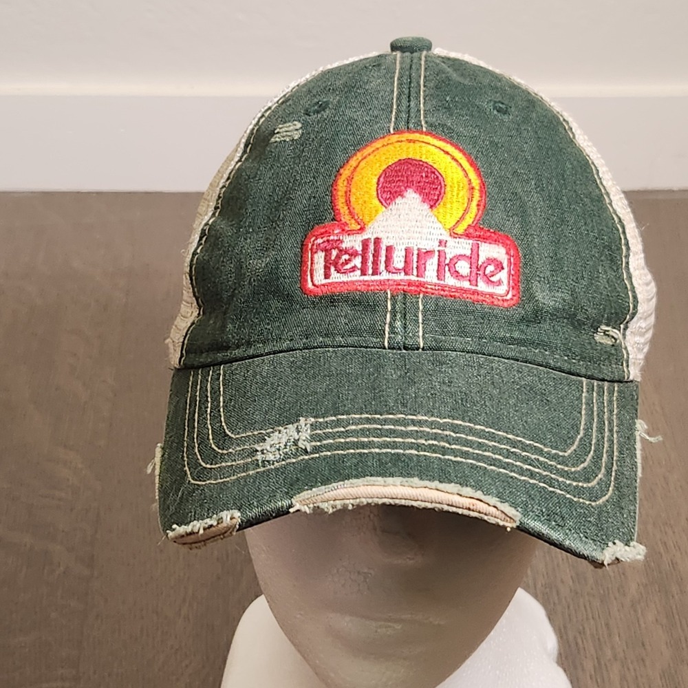 Retro Brand Telluride Colorado Mountain Trucker Hat Cap Distressed Style Dad